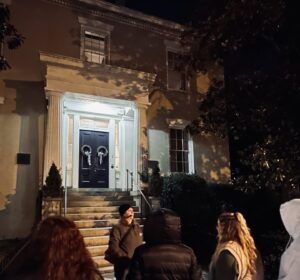 Ghost tour outside of the Ellen Glasgow House