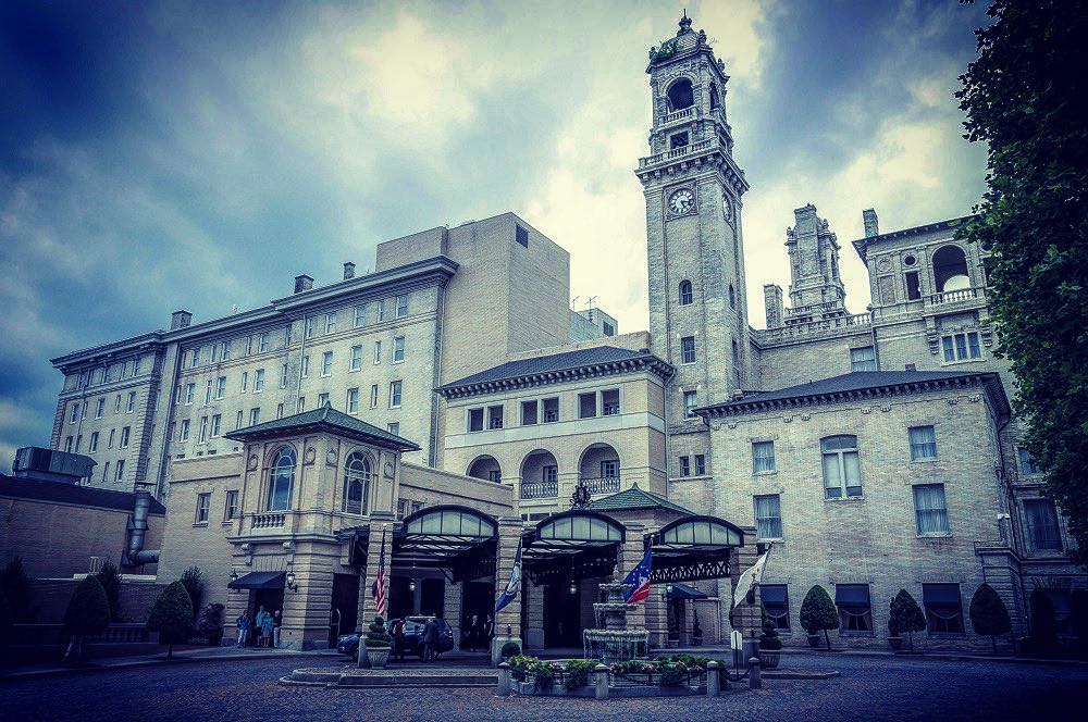 The Jefferson Hotel in Richmond, Virginia under a stormy sky.